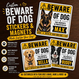 Personalized Beware of Dog Sticker or Magnet, Custom Dog Warning Sign, Dog Name Decal, Front Door Sticker, Pet Security Sign