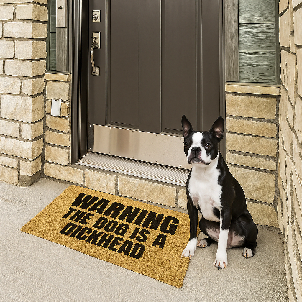Beware The Dog Is A Dickhead Coir Outdoor Mat