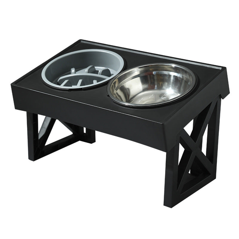Adjustable Elevated Stainless Steel Plastic Slow Feeder Dog Bowl