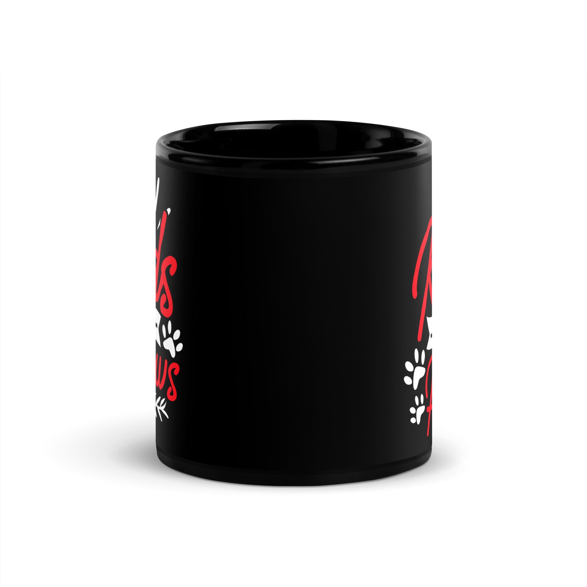 Kids Have Paws Black Glossy Mug