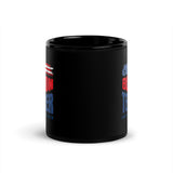 Boston Terrier American Flag Black Glossy Mug – 4th of July Patriotic Dog Mug | USA 250th Birthday Mug .