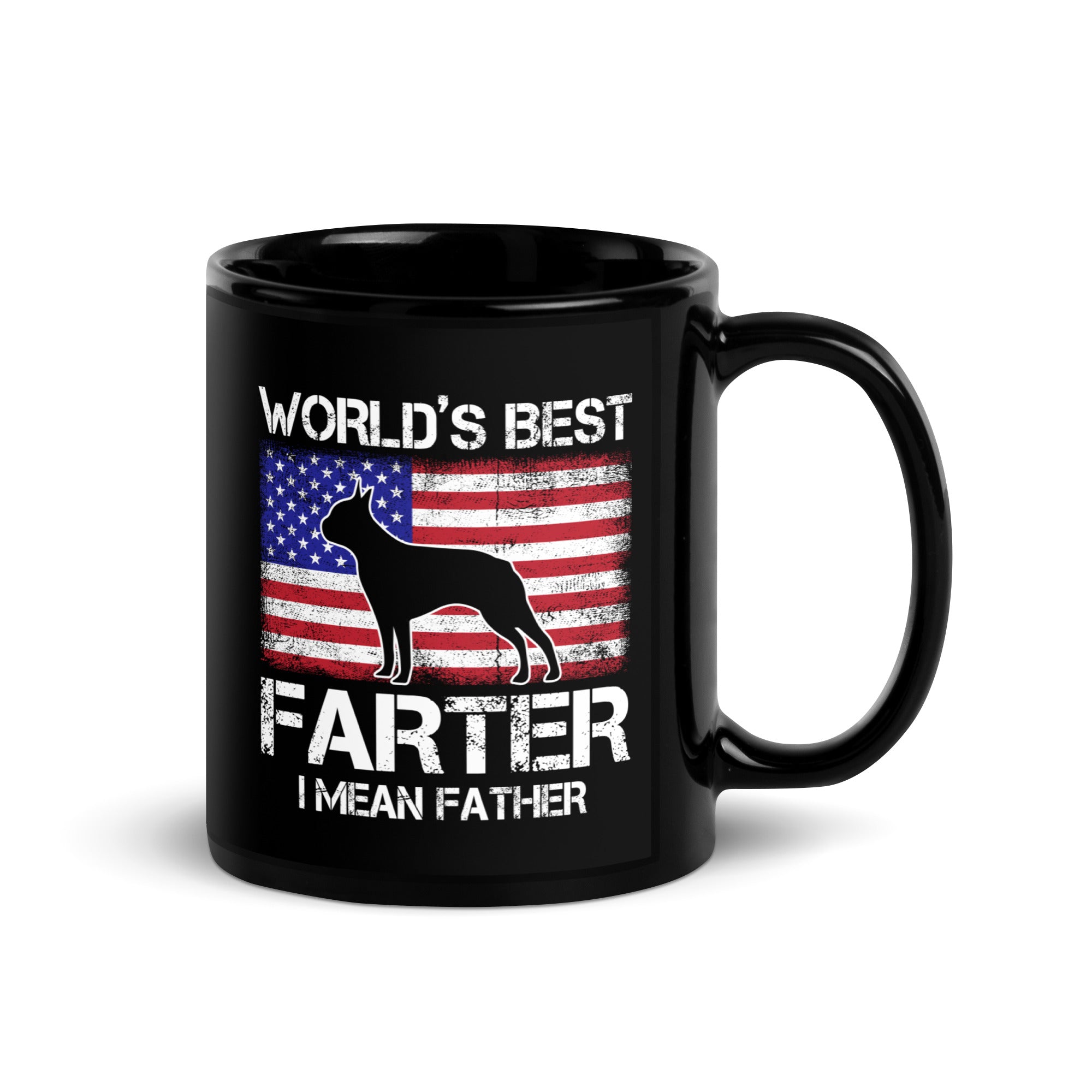 World's Best Farter I Mean Father Black Glossy Mug