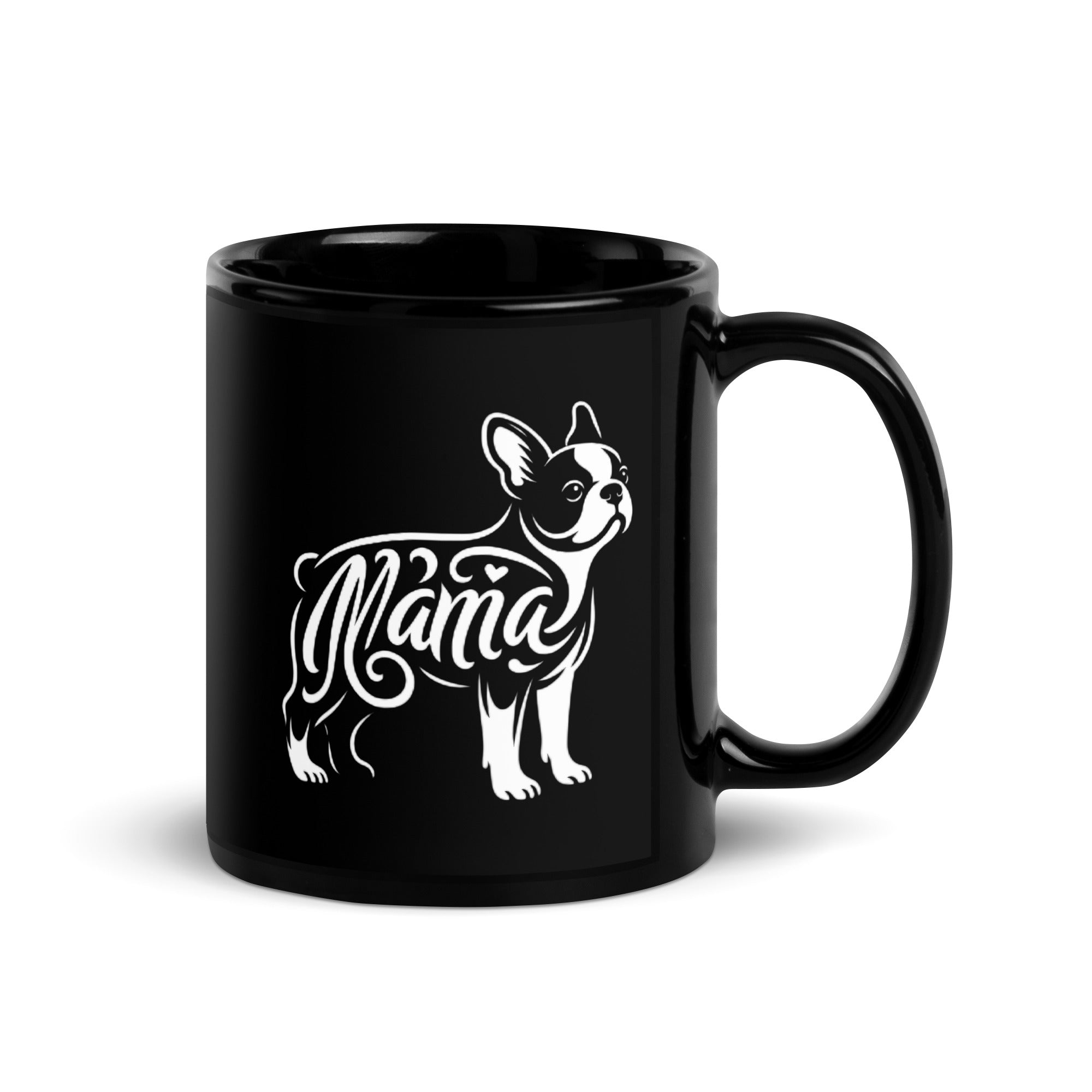 Boston Terrier Mama Black Glossy Mug