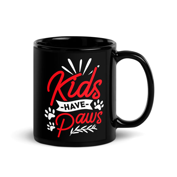 Kids Have Paws Black Glossy Mug