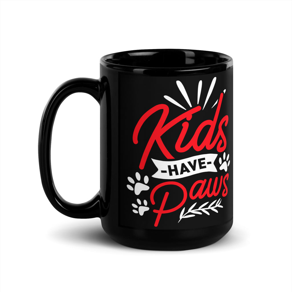 Kids Have Paws Black Glossy Mug