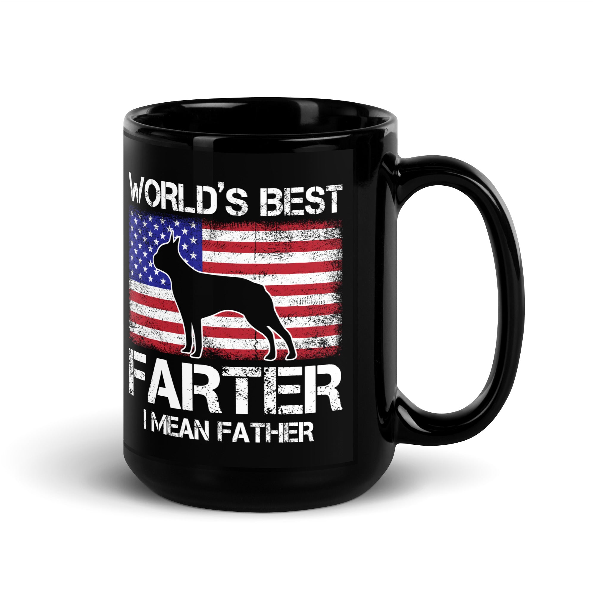World's Best Farter I Mean Father Black Glossy Mug