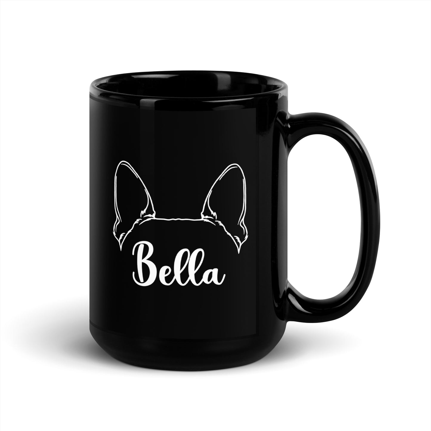 Ears With Boston Terrier Name - Custom Black Glossy Mug