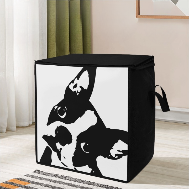 Boston Terrier Dog Head Tilt Storage Box Bag