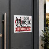 Boston Terrier Dog Inside Emergency Magnet – Rescue Alert Decal for Car & Home .