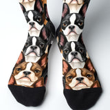 Boston Terrier Dogs Crowd Fit Socks .