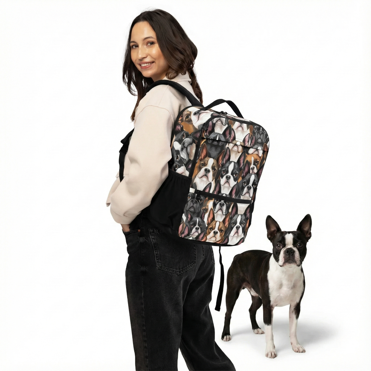 Boston Terrier Dogs Crowd Utility Backpack .