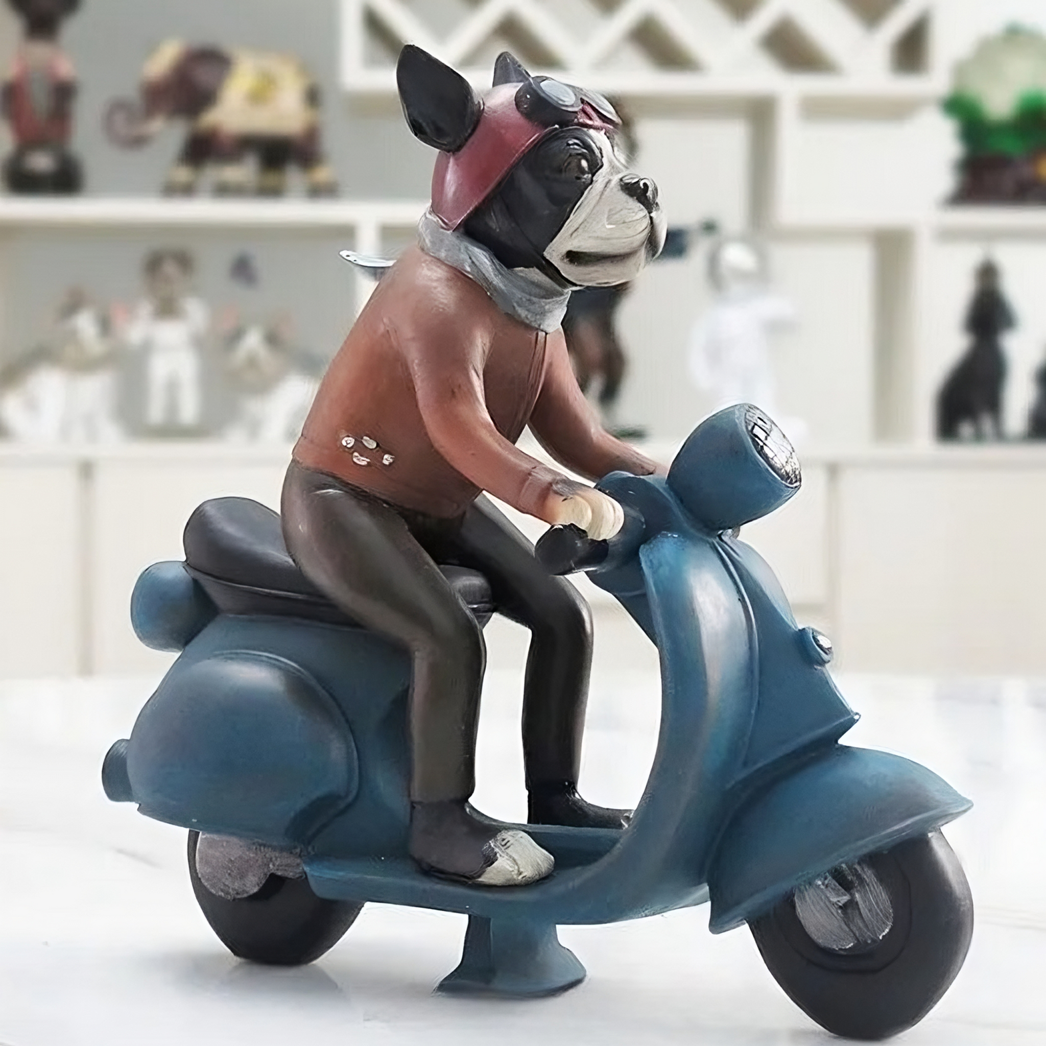 Boston Scooter Rider Figurine Statue