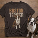Brown Boston Terrier Dog Unisex T-Shirt .