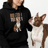 Brown Boston Terrier Dog Unisex Hoodie .