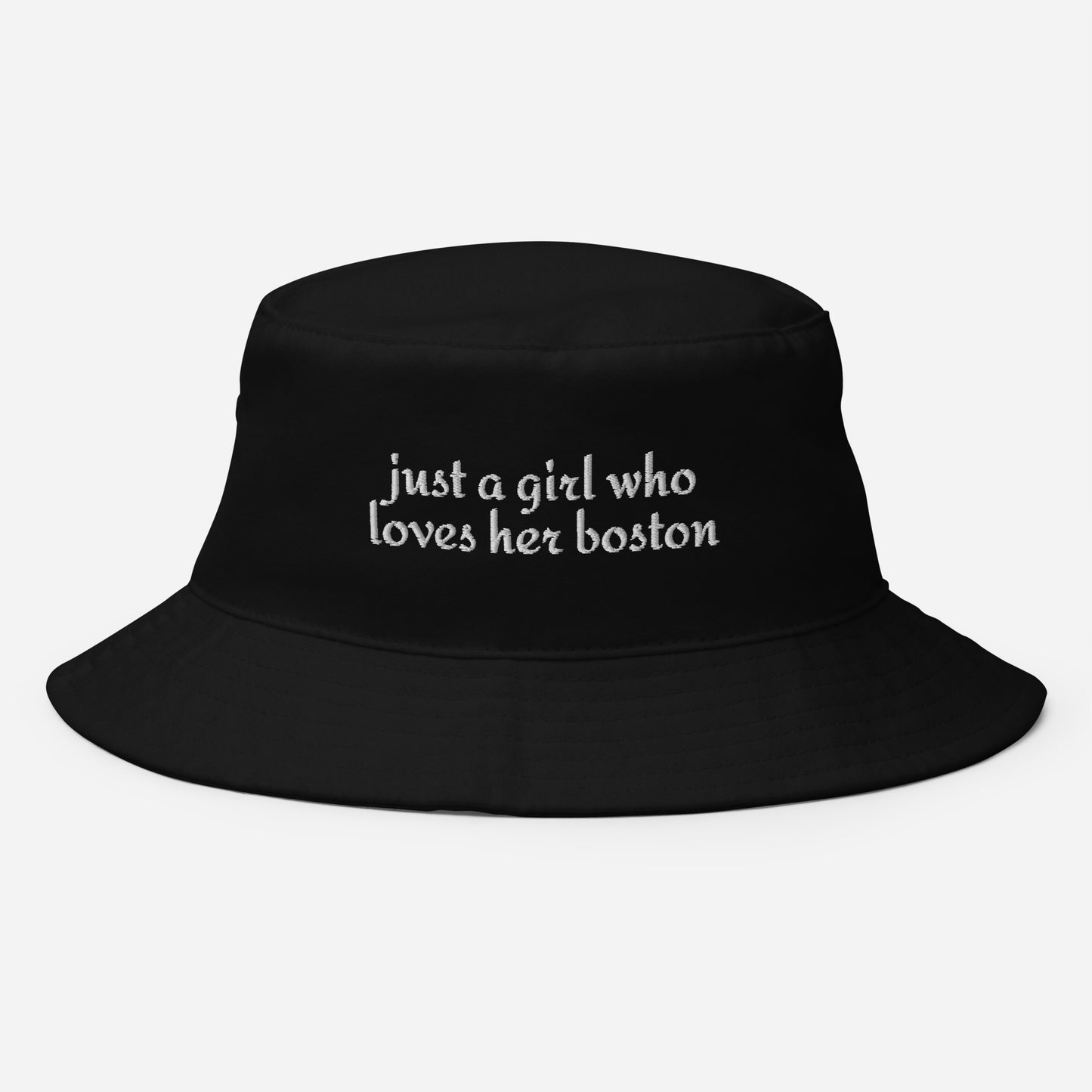 Just A Girl Who Loves Her Boston Bucket Hat . Black