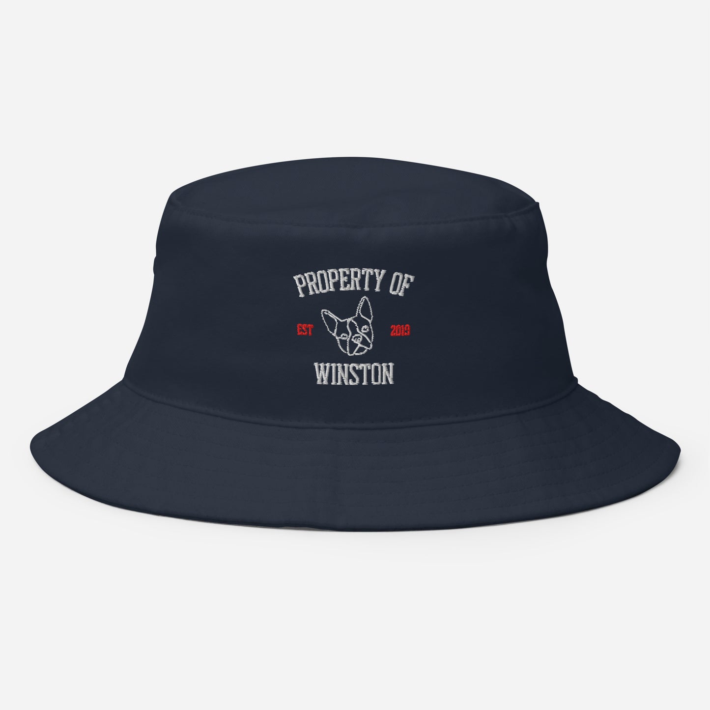 Property Of My Dog Custom Embroidered Bucket Hat . Navy