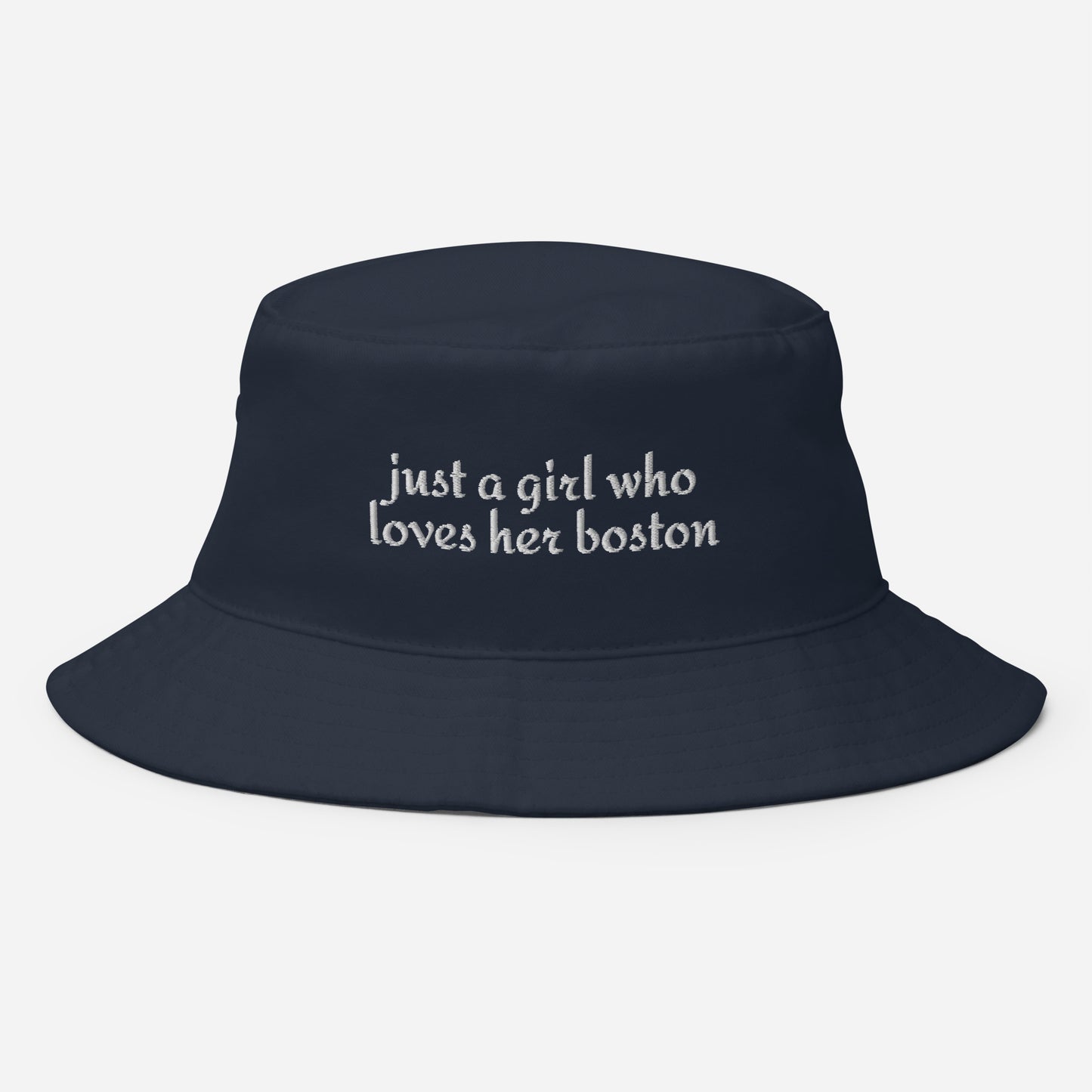 Just A Girl Who Loves Her Boston Bucket Hat . Navy