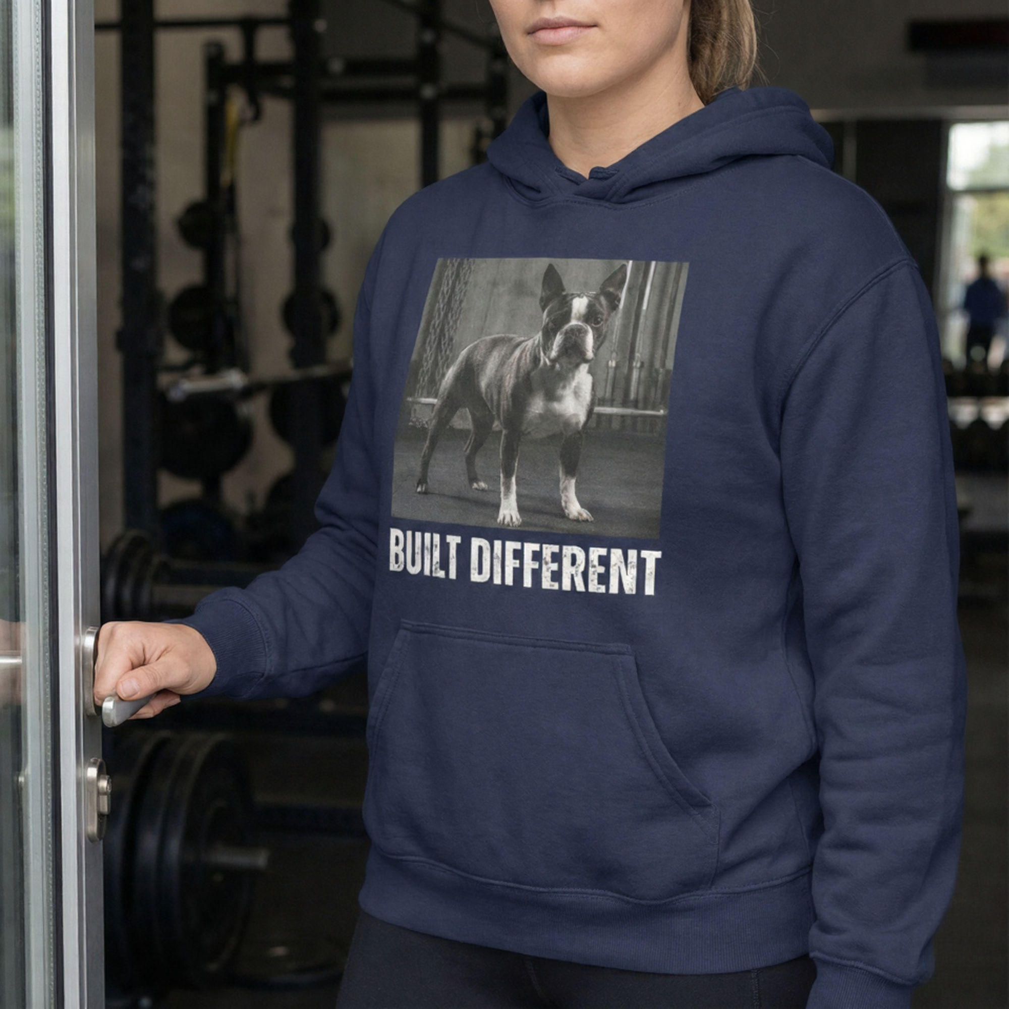 Built Different Strong Boston Terrier Dog Gym Workout Unisex Garment-dyed Hoodie .