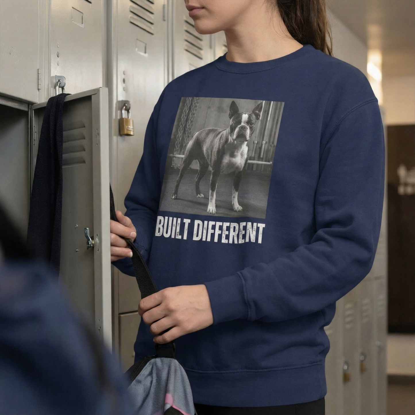 Built Different Strong Boston Terrier Dog Gym Workout Unisex Garment-dyed Sweatshirt .