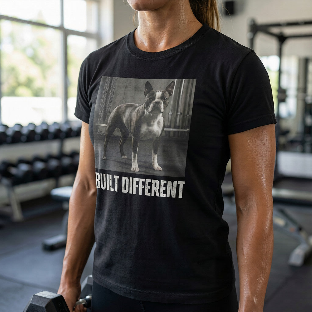 Built Different Strong Boston Terrier Dog Gym Workout Unisex Garment-dyed Heavyweight T-Shirt .