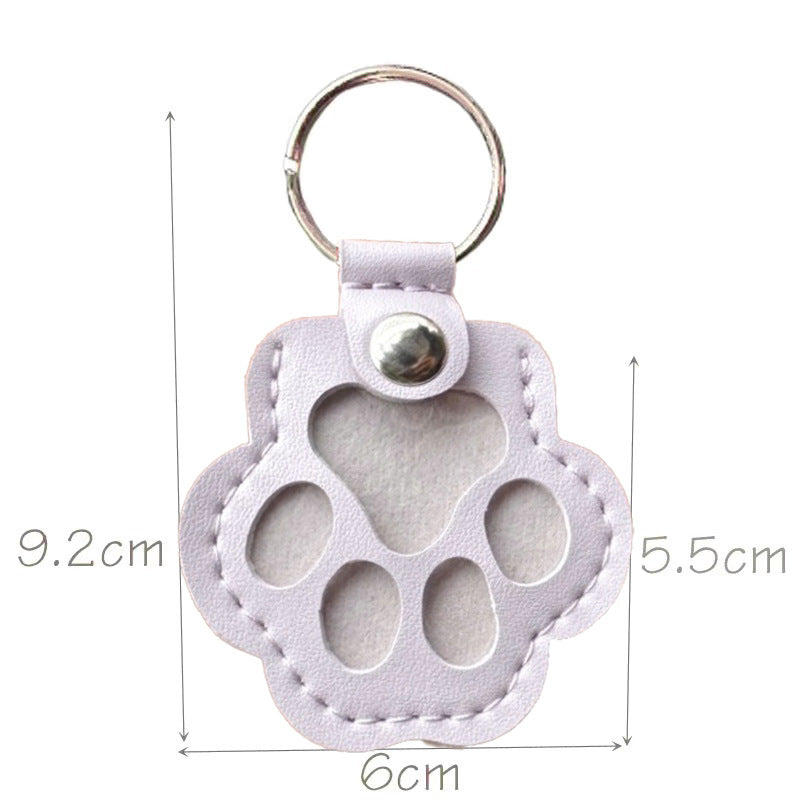 Leather Paw Print Keychain – Creative Pet Hair Keepsake Holder, Dog Paw Memorial Charm Key Ring Gift for Dog Lovers . Light Purple