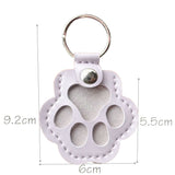 Leather Paw Print Keychain – Creative Pet Hair Keepsake Holder, Dog Paw Memorial Charm Key Ring Gift for Dog Lovers . Light Purple