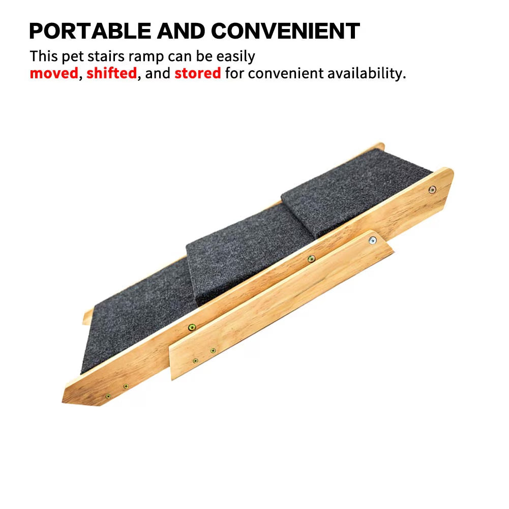 Foldable Wooden Dog Stairs or Ramp For Beds And Cars - 3 Levels - Perfect For Elderly Pets
