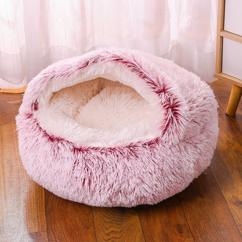 Warm Plush Semi Enclosed Dog Cave Bed