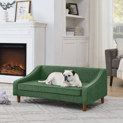Durable Elevated Dog Sofa Bed,Pet Sofa With Modern Irregular Armrest Design,Comfortable Soft Dog Sofa