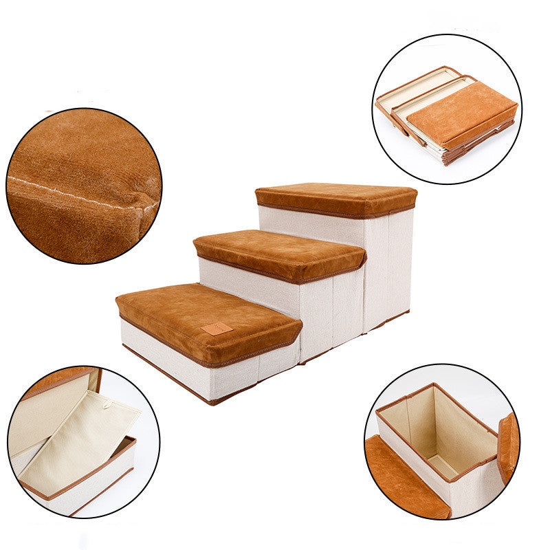 Foldable Pet Dog Stairs With Storage