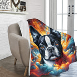 Galactic Boston Terrier Dream Gaze Ultra-Soft Micro Fleece Blanket