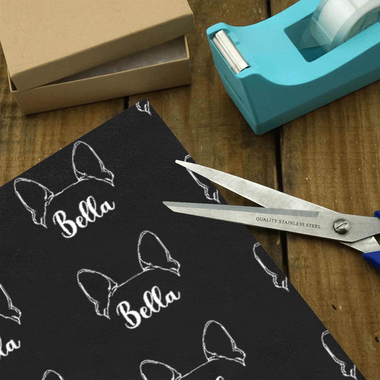 Personalized Gift Wrapping Paper 58"x 22.8" (1 Roll) - Ears With Your Dog's Name