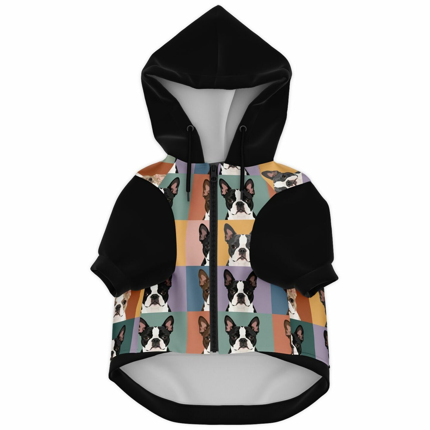 Pop Art Style Colored Boston Terriers Modern Tiles Pattern Fashion Dog Zip-Up Hoodie .
