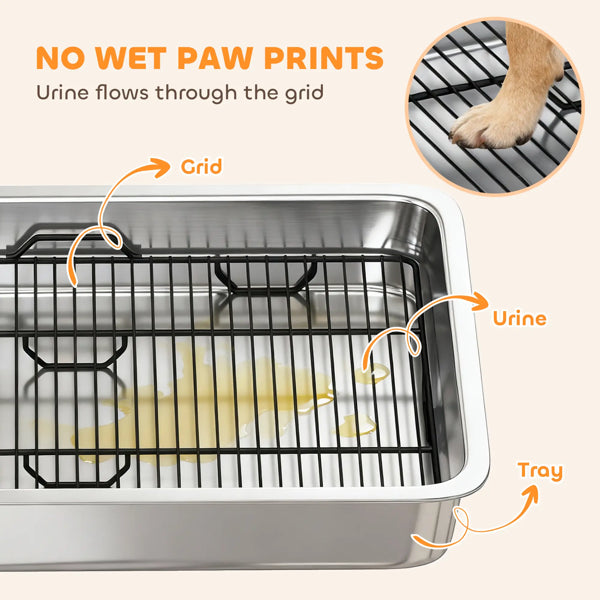 Easy-Clean Stainless Potty Tray for Dogs & Puppies .