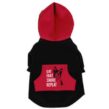 Dog Zip-Up Hoodie - Eat Fart Snore Repeat - Black And Red