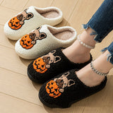 French Bulldog Pumpkin Embroidered Slippers