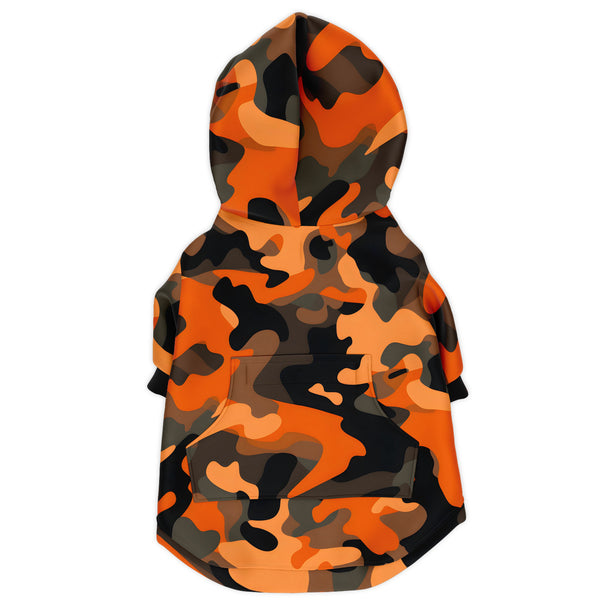 Dog Zip-Up Hoodie - Orange Army Camouflage