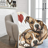 Two Pit Bulls Love Portrait Ultra-Soft Micro Fleece Blanket .