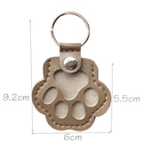 Leather Paw Print Keychain – Creative Pet Hair Keepsake Holder, Dog Paw Memorial Charm Key Ring Gift for Dog Lovers . Gray