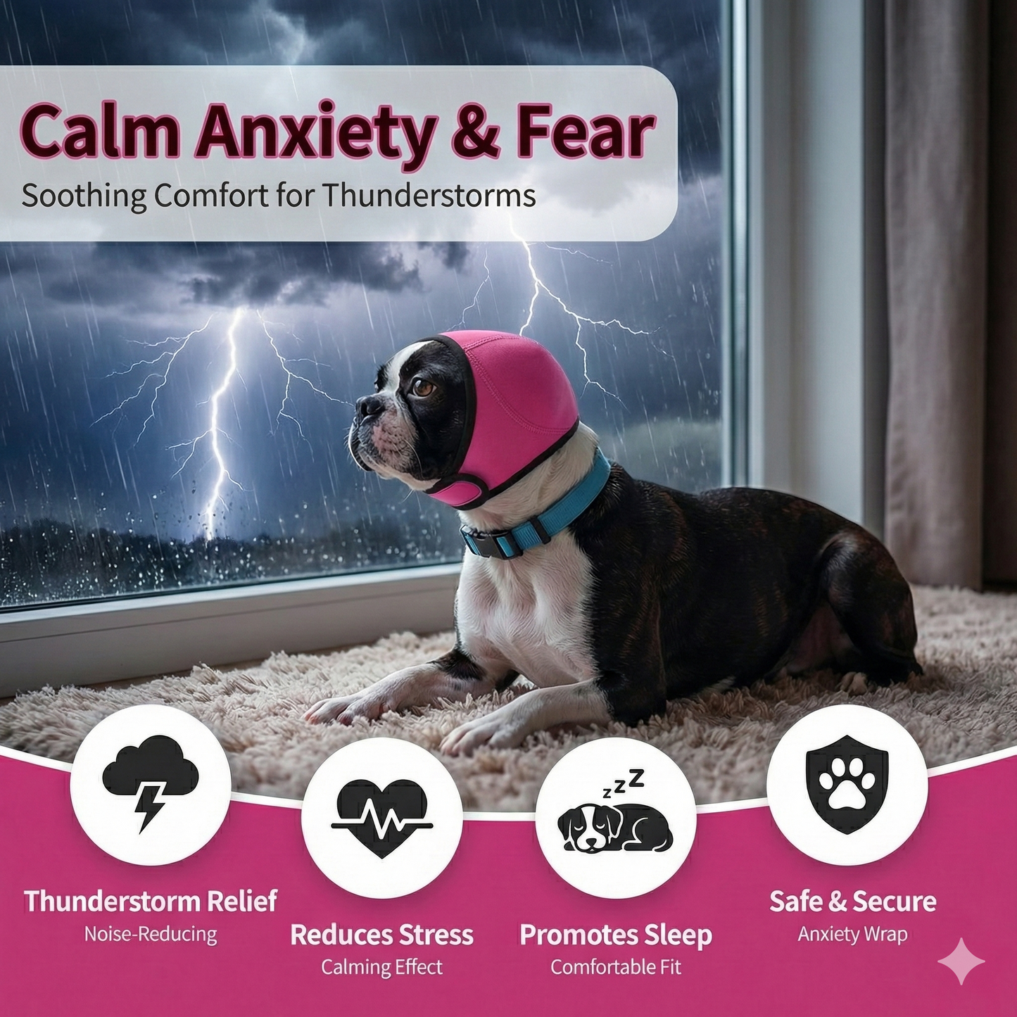 Pet Earmuffs Head Cover Dog Ear Protection For Swimming and Anti Anxiety Noise Cancelling .