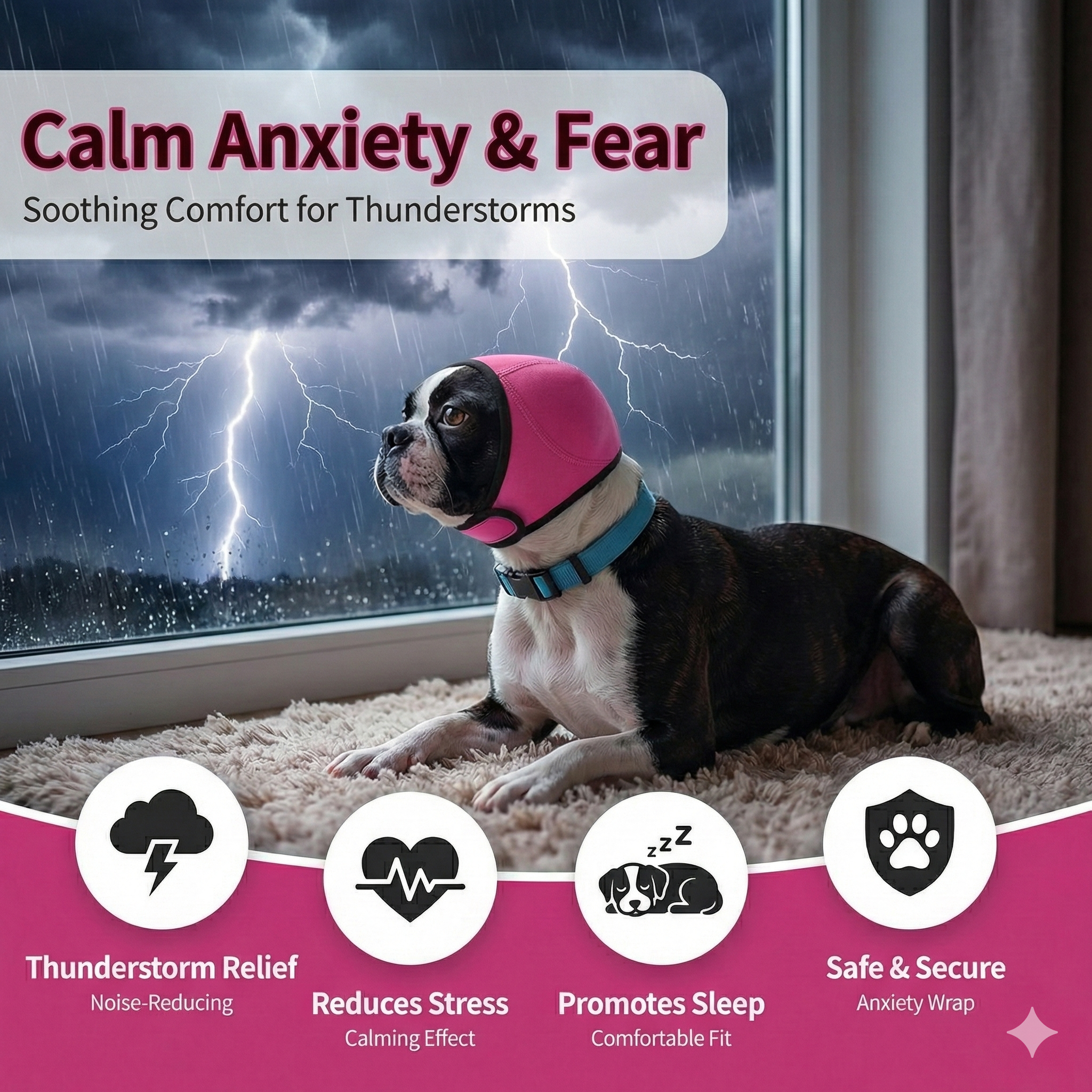 Pet Earmuffs Head Cover Dog Ear Protection For Swimming and Anti Anxiety Noise Cancelling .