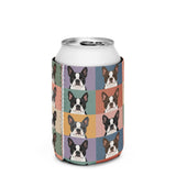 Pop Art Style Colored Boston Terriers Modern Tiles Pattern Can Cooler . Regular 12 oz