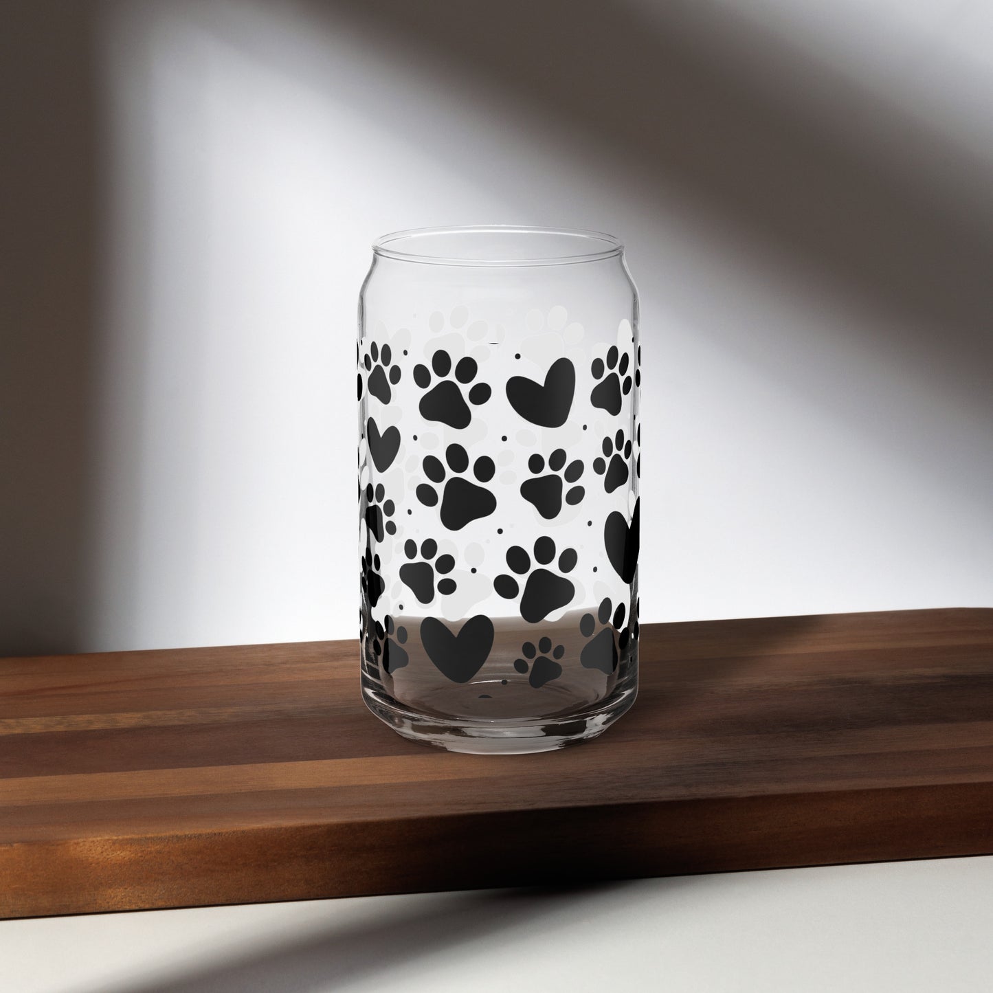 Dog Paws Hearts Can-shaped Glass