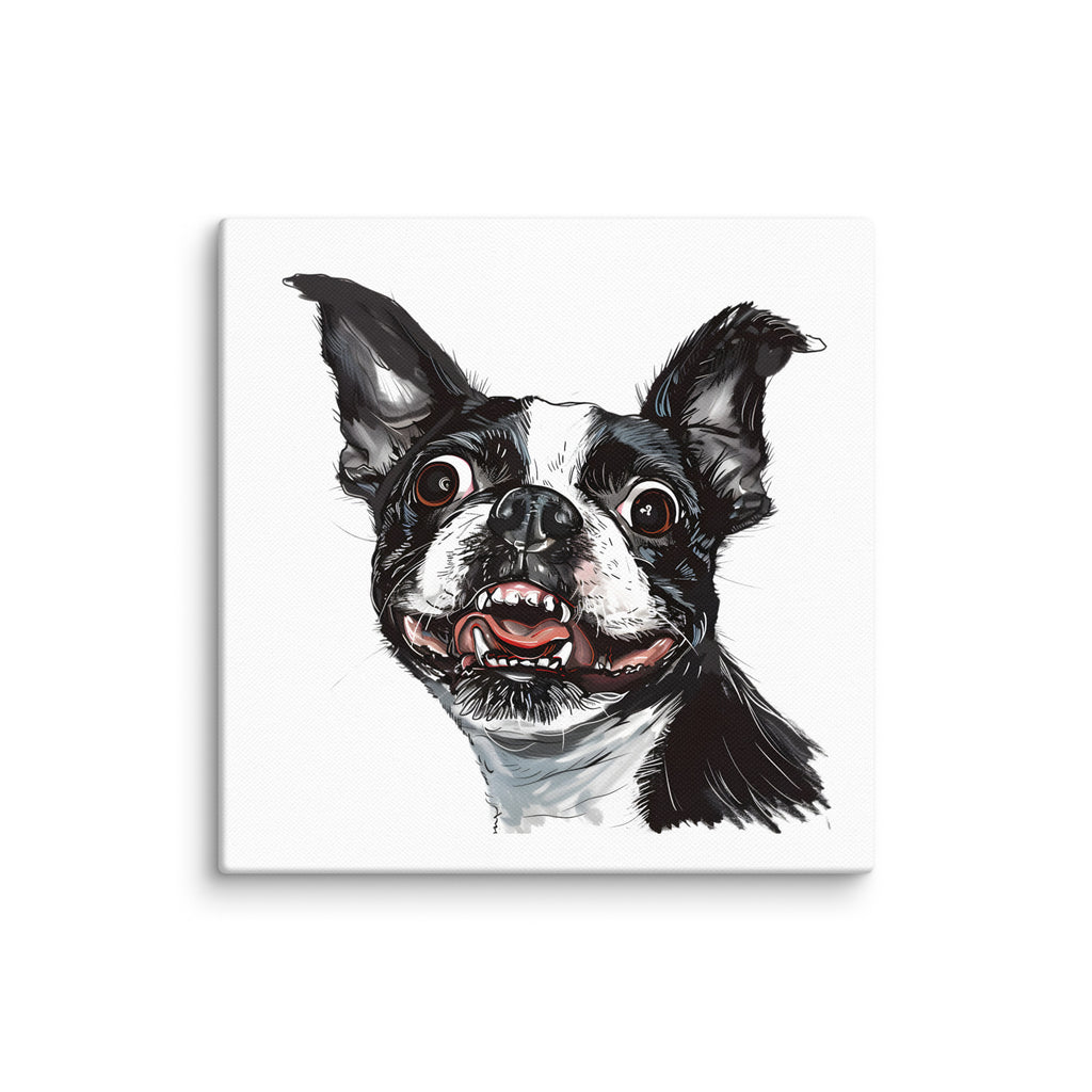 Ugly Boston Terrier Art Canvas