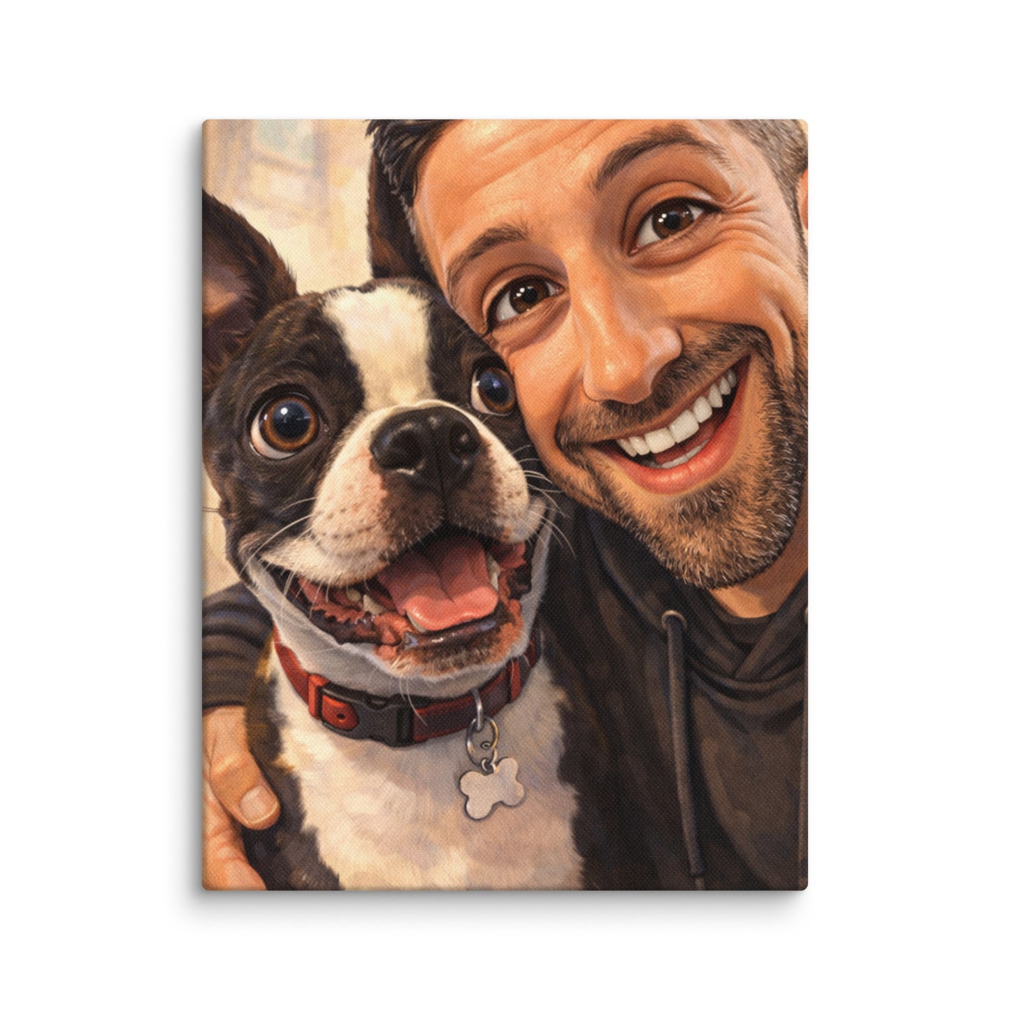 Custom Caricature Dog And Owner Portrait Canvas . 11″×14″