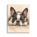 Watercolor Boston Terrier Dog Art Print Canvas . 11″×14″