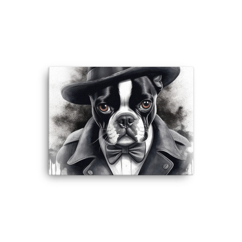 Boston Terrier Gentleman on Canvas