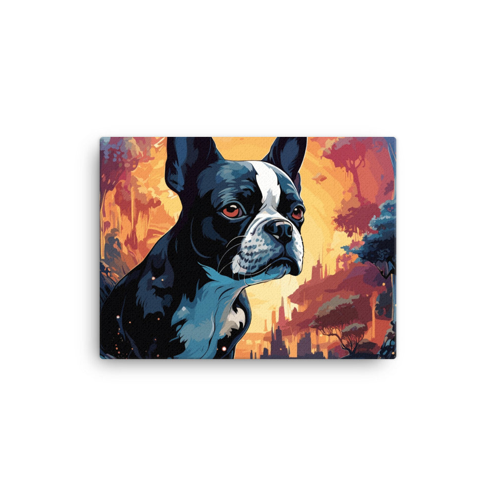 Artistic Representation Of A Boston Terrier In A Surreal Place Canvas