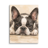 Watercolor Boston Terrier Dog Art Print Canvas . 12″×16″