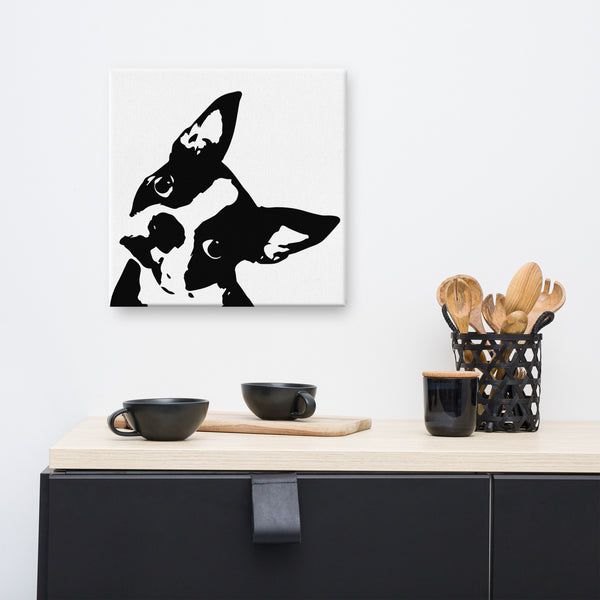 Boston Terrier Dog Head Tilt Canvas